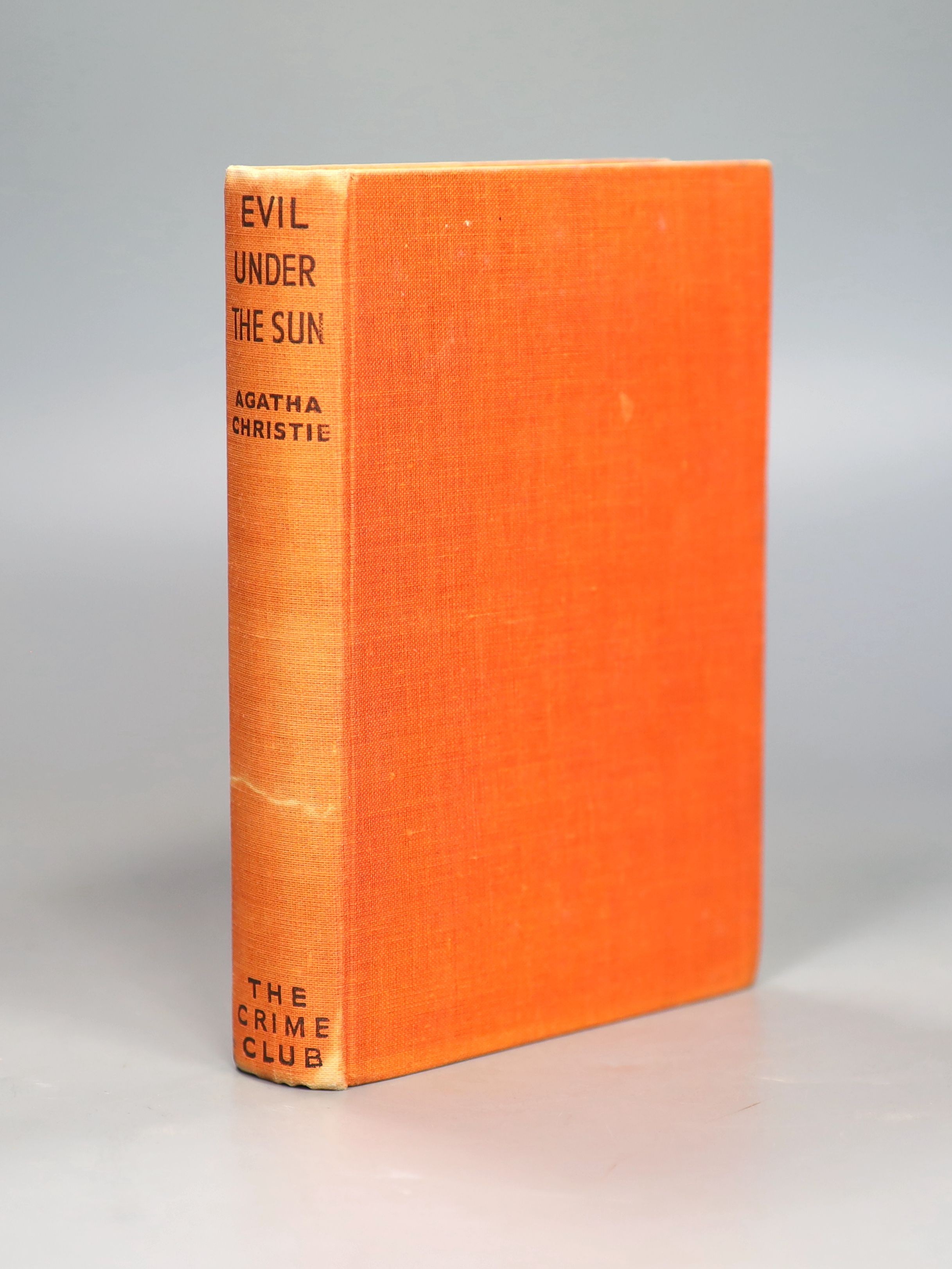 Christie, Agatha - Evil Under the Sun, 1st edition, 8vo, original cloth in unclipped d/j, tears to jacket spine, owners inscription to fly leaf, Collins for the Crime Club, London, 1941